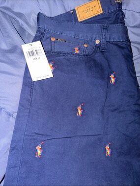 Ralph Lauren Navy Blue Embroidered Polo Player Chinos
